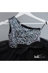 Loli Fluffy Hologram Girls Evening Dress Gray