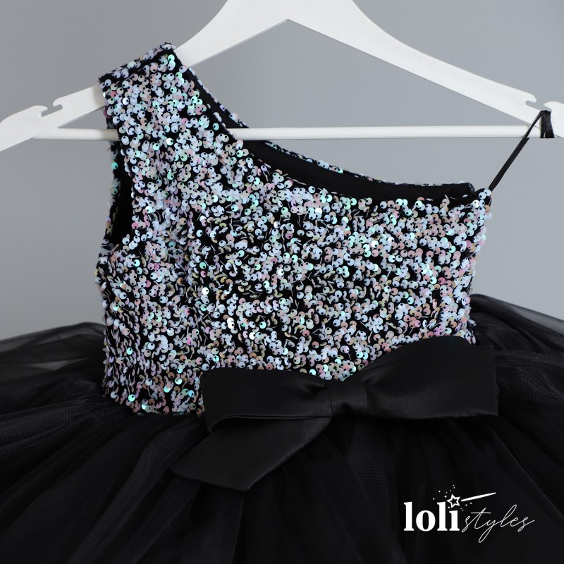 Loli Fluffy Hologram Girls Evening Dress Gray