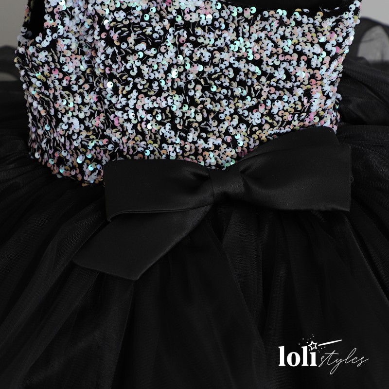 Loli Fluffy Hologram Girls Evening Dress Gray
