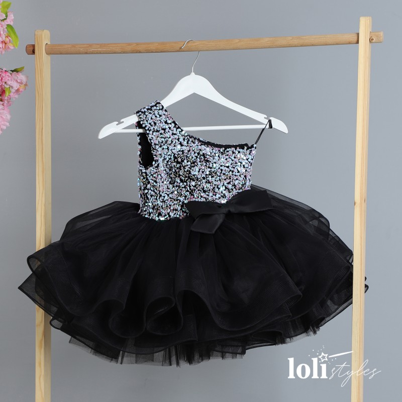Loli Fluffy Hologram Girls Evening Dress Gray