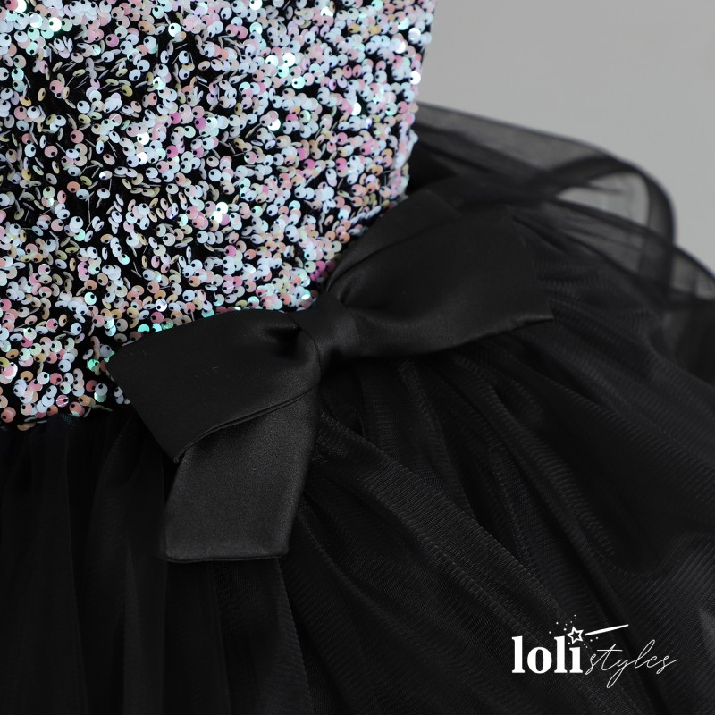 Loli Fluffy Hologram Girls Evening Dress Gray