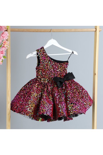 Loli Puffy Hologram Girl Child Evening Dress Pink
