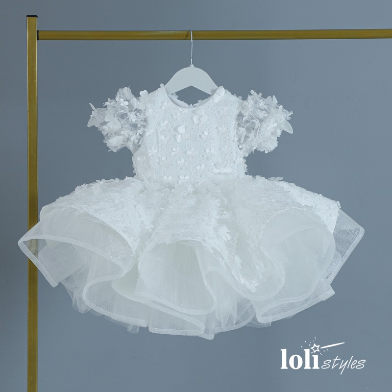 Loli Fiona White Layered Girls' Evening Dress